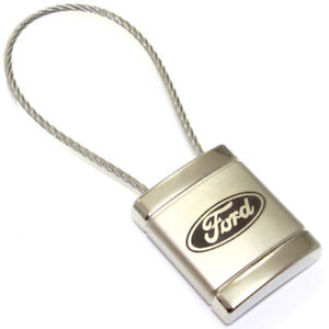 Ford Logo Metal Silver Chrome Cable Car Key Chain Ring Fob