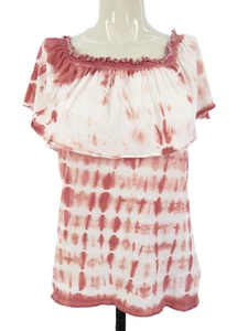 Off The Shoulder Blouse Tie Dye Ruffle Chaser Designer Boho Summer Girls Size S - Picture 1 of 15