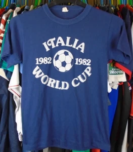 CAMISETA FUTBOL ITALIA 1982 COPA DEL MUNDO VINTAGE ALGODÓN X-PEQUEÑO ADULTO - Imagen 1 de 3