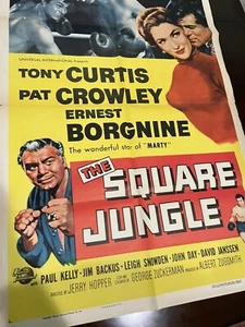 The Square Jungle Movie Poster Tony Curtis Boxing - Borgnine 41 X 26.5 original - Picture 1 of 10