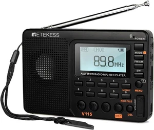Retekess V115 Shortwave Radio, Digital Radio AM FM, Receiver Black  - Picture 1 of 9