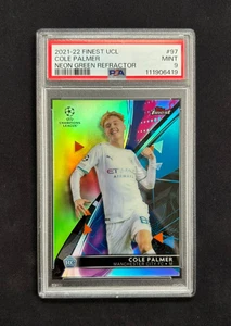 2021-22 Topps Finest UCL Cole Palmer refractor verde neón novato/99 PSA 9 #97 - Imagen 1 de 2