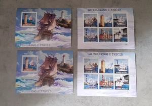 GUINE BISSAU - NAVI VELA E FARI - 4 FOGLI MINIATURA IMPERFETTI & PERFETTI MNH - Foto 1 di 1
