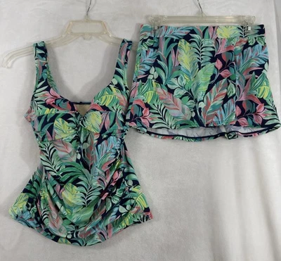 Talbots Traje de Baño 6 Tankini Natación Parte Superior Inferior Skort Conjunto Traje de Baño Floral Para Mujer Foto 1 de 4