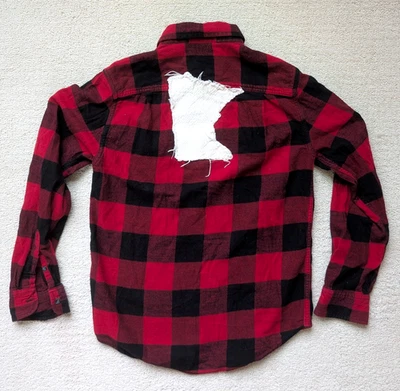 EUC Custom Stitched Minnesota Red Black George Flannel Button Down Shirt Small - Image 1 of 4