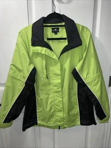 Weather Co Adults Microfiber Lime Green Windbreaker Jacket Zip Pockets Size Sm - Picture 1 of 10