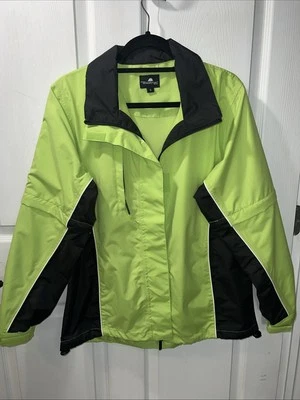 Weather Co Adults Microfiber Lime Green Windbreaker Jacket Zip Pockets Size Sm - Image 1 of 4