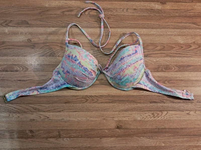 Victoria's Secret 女式 34 C 粉彩彩虹衬垫比基尼上衣  — 第 1/4 张图片