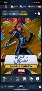Topps Marvel Collect CHROME LE Legendary Black Widow Fascimile Auto 50cc Digital - Bild 1 von 3