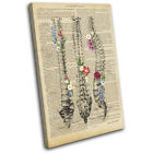 Retro Floral Skeleton Book Vintage SINGLE TOILE murale ART Photo Print