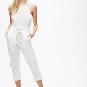 Free People Trousers Everyday Chambray Pull on Pan Trousers White Size M 12 - Picture 1 of 5