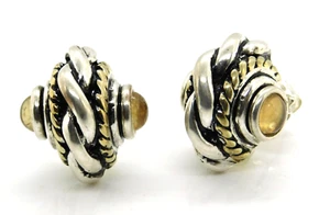 Orecchini a cupola con cavo intrecciato e argento sterling 925 bicolore firmati di design - Foto 1 di 11