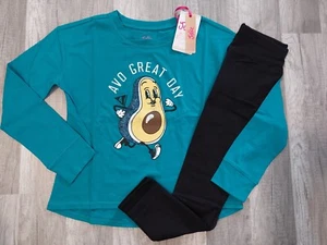 NWT Justice Girls Outfit LS Avocado Top/Leggings Size 7 8 (2) - Picture 1 of 1