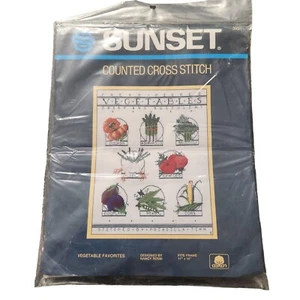 Sunset Counted Cross Stitch Craft Kit Vegetables Favorites Corn Peas # 2931 - Picture 1 of 5