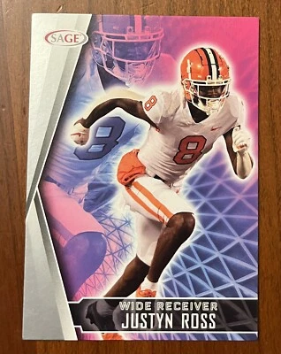 Justyn Ross Silver 2022 Sage Rookie Card Clemson University Kansas City Chiefs - Image 1 of 2