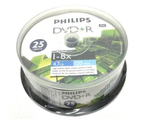 Philips DVD-R 25 Discs 4.7GB 120 Min. 1-8X NEW Blank Media in Caddy Sealed - Picture 1 of 4