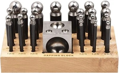 26ps Jewelry Making Metal Forming Dapping Doming Punch Block Set 2.3mm to 25mm - Image 1 of 4