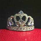 Women Princess Queen Crown Crystal Ring Wedding Party Ring LA