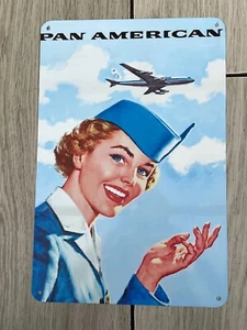 Pan Am Boeing 707 Stewardess Crew Flugzeug Metall Wandrelief 30x20cm 12x8" - Bild 1 von 4