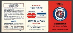 1982 DETROIT TIGERS Visa/Mastercard Regular Season POCKET SCHEDULE NM - Picture 1 of 1