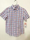Boys Size 12 / 14 Large Red White And Blue Plaid Button Up Tshirt Twins Triplets