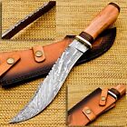 HIGH QUALITY DAMASCUS STAINLESS STEEL HUNTING KNIFE WITH LEATHER SHEATH