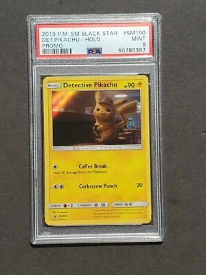 Pokemon PSA 9 PIKACHU SM190 - DETECTIVE PIKACHU - 2019 HOLO PROMO (MINT) - Image 1 of 2