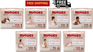 Huggies Skin Essentials Baby Diapers 100% Leakproof, Size N, 1, 2, 3, 4, 5, 6 - Picture 1 of 37