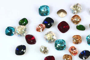 Superior PRIMERO 4470 Square Cushion Cut Stones Crystals * Many Colors & Sizes - Picture 1 of 51