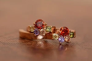 AamiraA 18K Gold Plated Round Zircon AAA+ Designer Earrings Hoops Loops - Picture 1 of 9