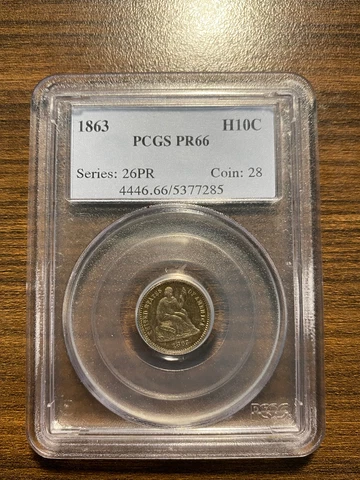 1863-P Seated Liberty Silver Half Dime H10C PCGS PROOF PR 66 ONLY 460 MINTED Cover