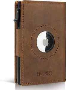 HLHGR AirTag Wallet Men Genuine Leather Credit Card Holder Minimalist New!