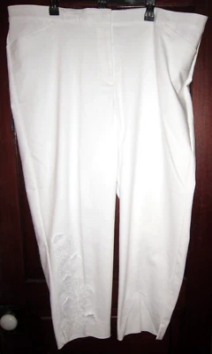 Ruby Rd. Woman Plus New Sz 24W Pants Slacks Bright Blooms White Flowers Applique - Image 1 of 3