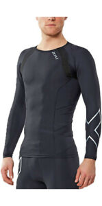 2XU Compression Top Men's Medium Black Long Sleeve Fitness Running MA2308a