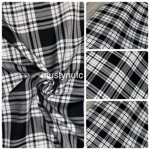 1 mtr black/white tartan,plaid check poly viscose fabric..58” wide (147cm) - Picture 1 of 6