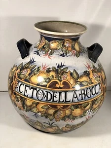 Large Hand Painted Composite Pottery-Form Vessel Display Aceto Dellarocca 16" H - Picture 1 of 12