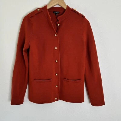 Talbots Womens Merino Wool Cardigan Gold Buttons Burnt Orange Size Small S - Image 1 of 4