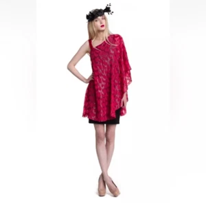 ERIN FETHERSTON Pink Overlay Black Lea Silk Metallic Party Dress NEW Flawed - Picture 1 of 11