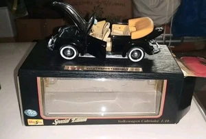 MAISTO SILVER EDITION 1:18 VOLKSWAGEN KÄFER MAGGIOLINO CABRIOLET 1951 NERO MB - Foto 1 di 3