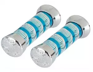 CUSTOM CRUISER Bike Handlebar Grips Swirl Blue/Chrome Eagle LOW RIDER CRUISER - Picture 1 of 1