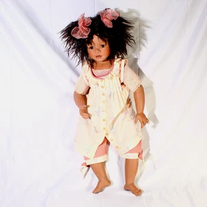 2002 Pamela Erff Porcelain Doll 28" Standing Curly Mixed Black Girl 538/600 - Picture 1 of 5