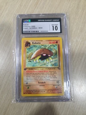 Pokemon 1st Edition Fossil Kabuto Gem Mint 10 CGC (1999) - Image 1 of 2