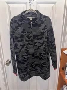 Anthropologie Field Flower camo print heavy wool zip front jacket size L - Picture 1 of 5