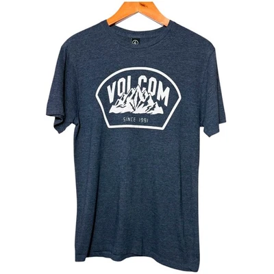 Volcom Mens T-Shirt Blue Heathered Graphic Mountain Since 1991 Tee M - Image 1 of 4