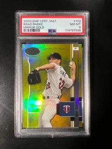 2003 Leaf Certified Materials Mirror Gold #103 Brad Radke #'d 15/25 PSA 8 - Picture 1 of 2