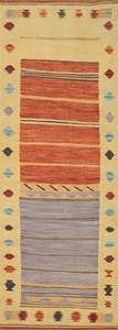 Kilim Handwoven Runner Rug 3x8 Vegetable Dye Tribal Wool Oriental Carpet - Picture 1 of 11
