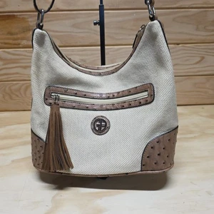 Giani Bernini Faux Ostrich Canvas Handbag Excellent Condition - Picture 1 of 16