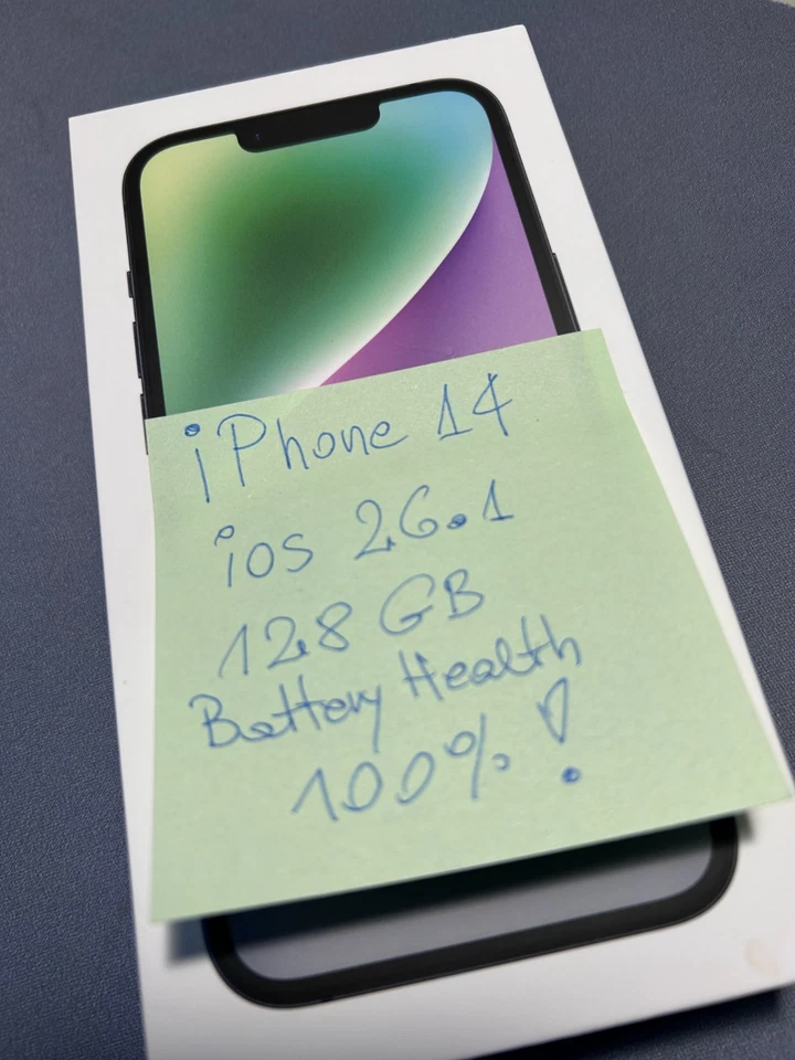 Apple iPhone 14 - 128GB - Black (Unlocked) 100% Battery Health Grade A - Image 1 of 4