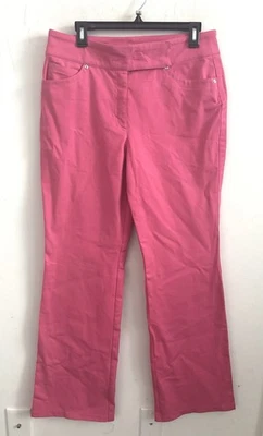Y2K Retro Escada Bootcut Pants Women Pink Sz 12 Stretch Barbiecore Casual Office - Image 1 of 4