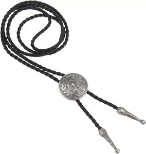 Western schwarze Bolokrawatte für Herren und Damen, indianisches Leder Bolokrawatte Schnur - Bild 1 von 1